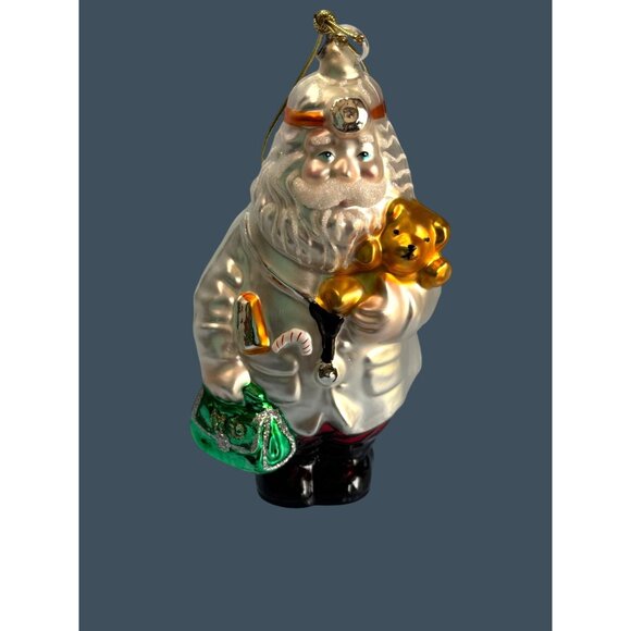 Blown Glass Santa Claus Doctor Ornament 7" - Picture 7 of 7